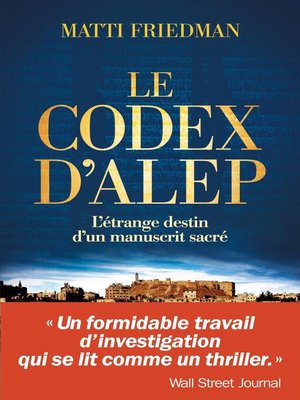cover image of Le Codex d'Alep